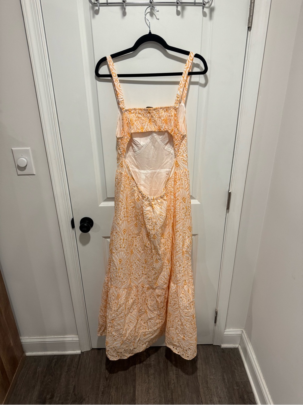 LOFT Yellow Patterned Maxi Dress with Smocked Bodice - Picture 2 of 3